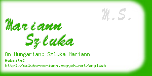 mariann szluka business card